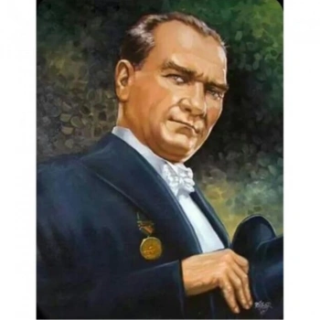 Kanvas Sayılarla Boyama Seti Kasnaklı-çerçeveli Atatürk Porte