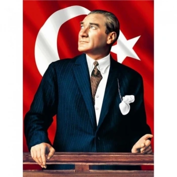 Kanvas Sayılarla Boyama Seti Kasnaklı-çerçeveli Atatürk Ve Bayrak