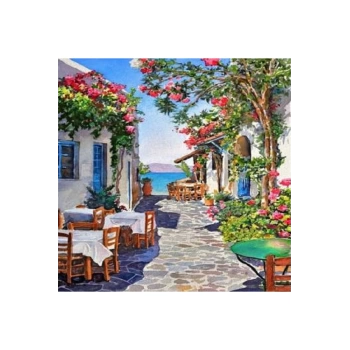 Kanvas Sayılarla Boyama Seti Kasnaklı-çerçeveli Bodrum Taş Sokağı