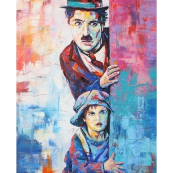 Kanvas Sayılarla Boyama Seti Kasnaklı-çerçeveli Charlie Chaplin Efsanesi