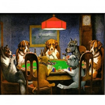 Kanvas Sayılarla Boyama Seti Kasnaklı-çerçeveli Dog Poker