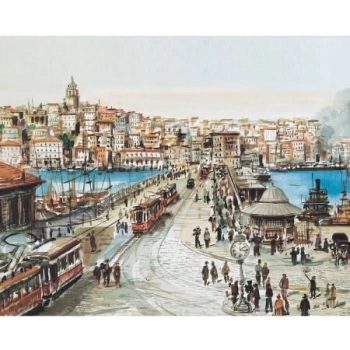 Kanvas Sayılarla Boyama Seti Kasnaklı-çerçeveli Eski İstanbul