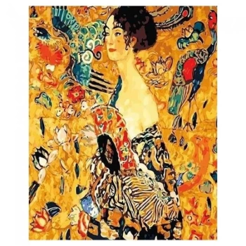 Kanvas Sayılarla Boyama Seti Kasnaklı-çerçeveli Gustav Klimt Genç Kadın