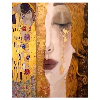 Kanvas Sayılarla Boyama Seti Kasnaklı-çerçeveli Gustav Klimt İki Eser