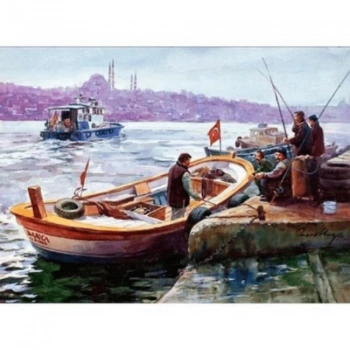 Kanvas Sayılarla Boyama Seti Kasnaklı-çerçeveli İstanbul Ve Kayıklar