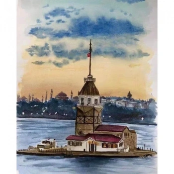 Kanvas Sayılarla Boyama Seti Kasnaklı-çerçeveli Kız Kulesi 3
