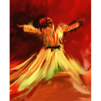 Kanvas Sayılarla Boyama Seti Kasnaklı-çerçeveli Mevlana 3