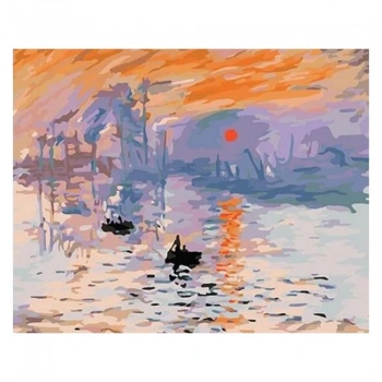 Kanvas Sayılarla Boyama Seti Kasnaklı-çerçeveli Monet Gün Doğumu