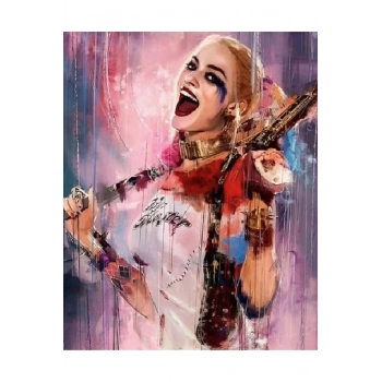 Kanvas Sayılarla Boyama Seti Kasnaklı-çerçeveli Neşeli Harleyquinn