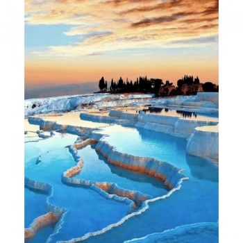 Kanvas Sayılarla Boyama Seti Kasnaklı-çerçeveli Pamukkale