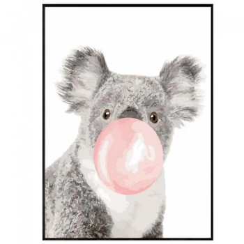 Kanvas Sayılarla Boyama Seti Kasnaklı-çerçeveli Pembe Sakız Ve Koala