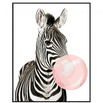Kanvas Sayılarla Boyama Seti Kasnaklı-çerçeveli Pembe Sakız Ve Zebra