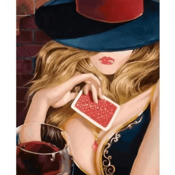 Kanvas Sayılarla Boyama Seti Kasnaklı-çerçeveli Poker Face