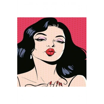 Kanvas Sayılarla Boyama Seti Kasnaklı-çerçeveli Popart Kiss
