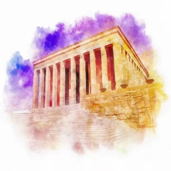 Kanvas Sayılarla Boyama Seti Kasnaklı-çerçeveli Renkli Anıtkabir