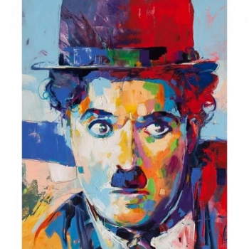 Kanvas Sayılarla Boyama Seti Kasnaklı-çerçeveli Renkli Charlie Chaplin