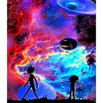 Kanvas Sayılarla Boyama Seti Kasnaklı-çerçeveli Rick Ve Morty