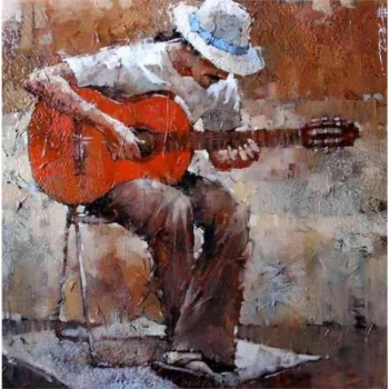 Kanvas Sayılarla Boyama Seti Kasnaklı-çerçeveli Şapkalı Gitarist