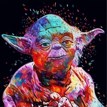 Kanvas Sayılarla Boyama Seti Kasnaklı-çerçeveli Starwars Yoda