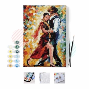 Kanvas Sayılarla Boyama Seti Kasnaklı-çerçeveli Tango Aşkı
