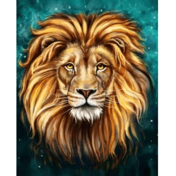 Kanvas Sayılarla Boyama Seti Kasnaklı-çerçeveli Tek Aslan