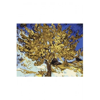 Kanvas Sayılarla Boyama Seti Kasnaklı-çerçeveli Van Gogh Ağaç