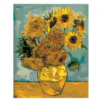 Kanvas Sayılarla Boyama Seti Kasnaklı-çerçeveli Van Gogh Ayçiçekleri