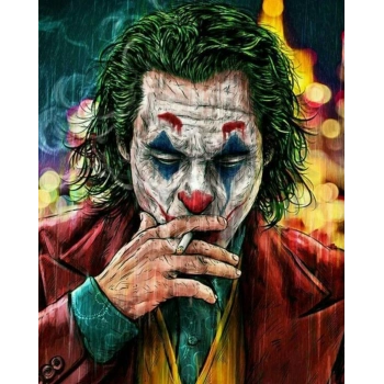 Kanvas Sayılarla Boyama Seti Kasnaklı-çerçeveli Yeşil Saçlı Joker Sayılarla Boyama