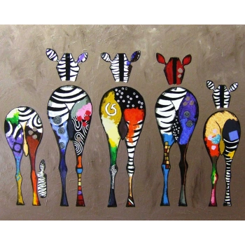 Kanvas Sayılarla Boyama Seti Kasnaklı-çerçeveli Zebra Ailesi Sayılarla Boyama