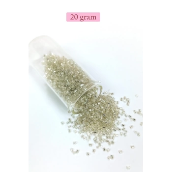 Kesme Cam Boncuk 2mm - 20 Gram - Şeffaf Gümüş -BNC330