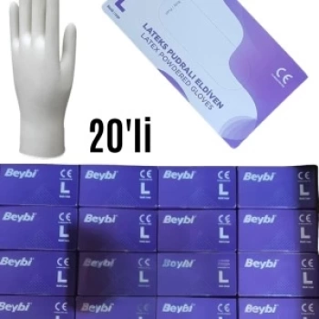 Lateks Pudralı Eldiven 100lük 20 Kutu 1 Koli S