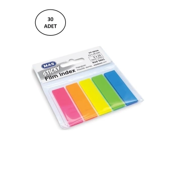 Mas 3661 Sticky Film Index Renki 12x45 Pp Dörtgen Yapışkan Sticker 30 Adet