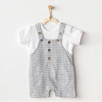 Nessiworld  Andywawa AC25804 Jumpsuit Set Little King Salopet Takım Grey