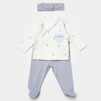 Nessiworld Bibaby Biorganic Love Floral 3 Parça Zıbın Seti 73346 Ekru Lila