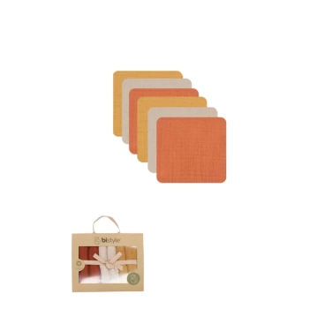 Nessiworld Bistyle 6lı Müslin Mendil 20x20 cm 90106 Kiremit Bej Hardal
