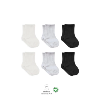 Nessiworld  Bistyle Basic Penye Soket Çorap 6Lı BS10101B Ekru Gri Siyah