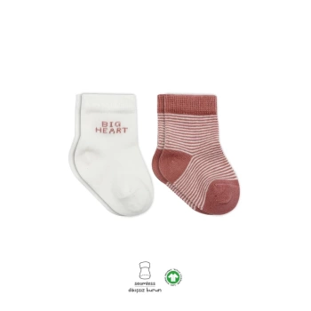 Nessiworld Bistyle Big Heart Penye Soket Çorap 2Li BS10117 Pudra