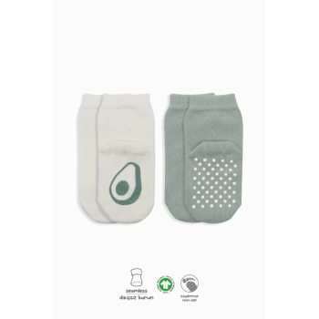 Nessiworld  Bistyle Meyve Figürlü Kaymaz Soket Çorap 2Li BS10105 Nil Ekru