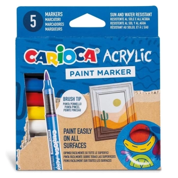 Nessiworld Carioca Akrilik Paint Marker Su Bazlı Fırça Uçlu 5li