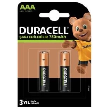 Nessiworld  Duracell Şarj Edilebilir Pil 2Li AAA 750 mAh