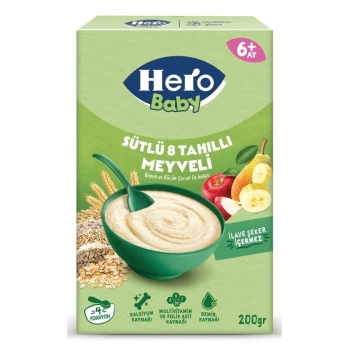 Nessiworld Hero Baby Sütlü 8 Tahıllı Meyveli Kaşık Mama 200 Gr