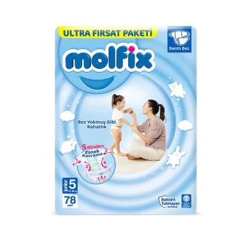 Nessiworld  Molfix Bebek Bezi Ultra Fırsat Paketi 5 Beden 11-18 Kg 78 Adet
