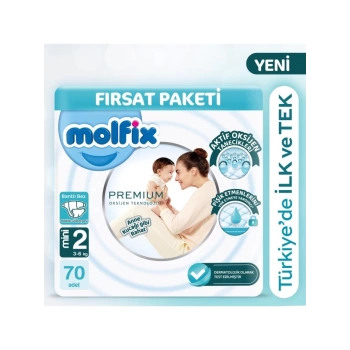 Nessiworld Molfix Premium Bebek Bezi Fırsat Paketi 2 Beden 3-6 Kg 70 Adet