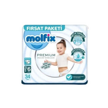 Nessiworld Molfix Premium Bebek Bezi Fırsat Paketi 6 Beden 15+ Kg 34 Adet