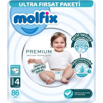 Nessiworld Molfix Premium Bebek Bezi Ultra Fırsat Paketi 4 Beden 7-14 Kg 86 Adet