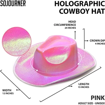 NessiWorld NeonHologramlıKovboyModelPartiŞapkasıPembeYetişkin39X36X14cm