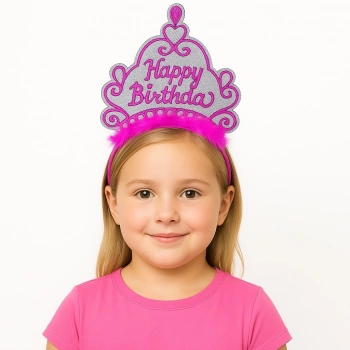 Nessiworld Pembe Happy Birthday Prenses Tacı – Doğum Günü Taç Aksesuarı