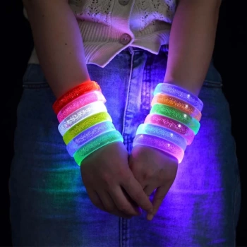 Nessiworld Pembe Led Işıklı Baskı Yapılabilen Pilli Bileklik Bilezik 1,5 cm Genişlik