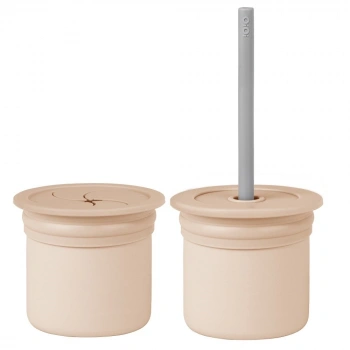 Nessiworld    Pipetli Silikon Bardak Seti Bubble Beige / Powder Grey