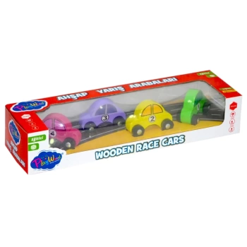 Nessiworld Playwood Ahşap Yarış Arabası 4lü Paket